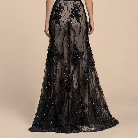 Black/Nude V-Neck Beaded Evening open back Party Prom Dress Gown CD0464 - Picture 5 of 6